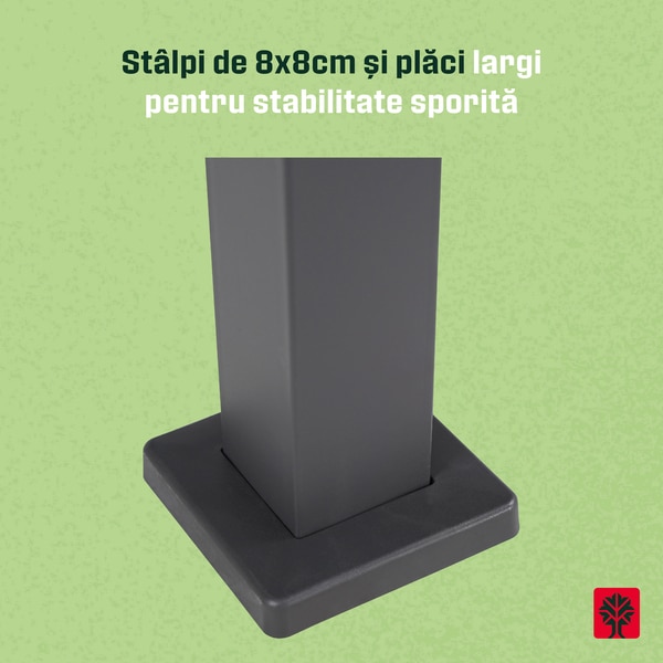 Pergola patrata, bioclimatic, otel, gri antracit, 3 x 3 m, 2.4 m inaltime  Klikstrom Tehuano