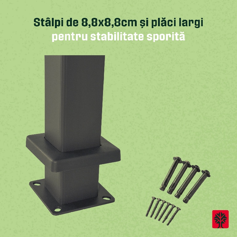 Pavilion gradina, gri, aluminiu, dreptunghiular, 400 x 300 cm - Samiel