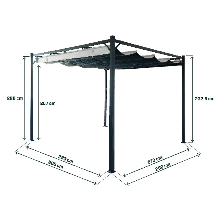 Pergola gradina Klikstrom Alize, otel/ poliester, 3 x 3 x 2.32 m, gri