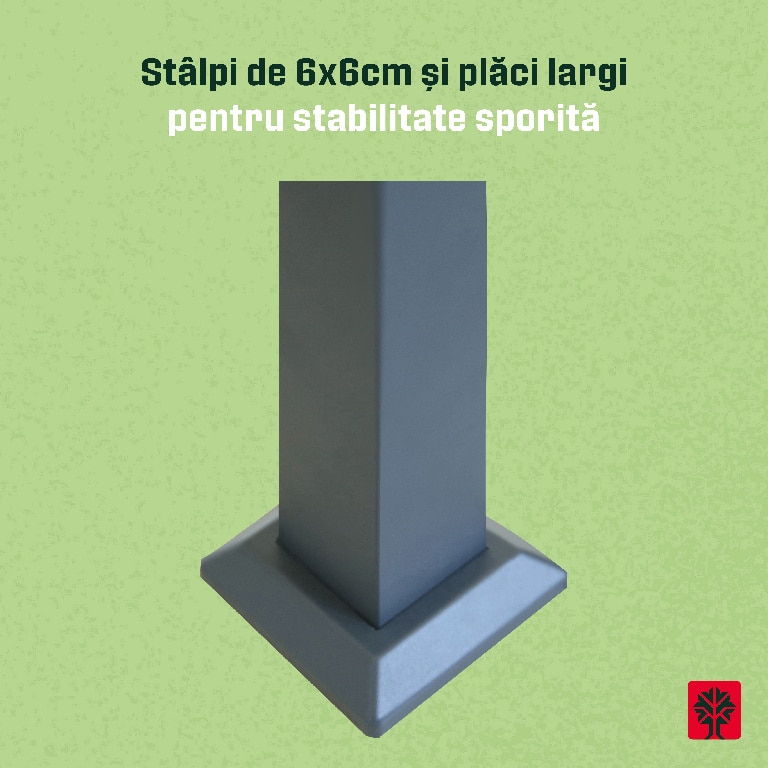 Pergola gradina Klikstrom Alize, otel/ poliester, 3 x 3 x 2.32 m, gri