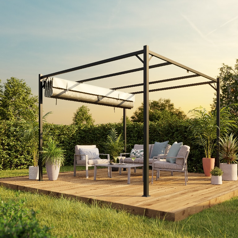 Pergola gradina Klikstrom Alize, otel/ poliester, 3 x 3 x 2.32 m, gri