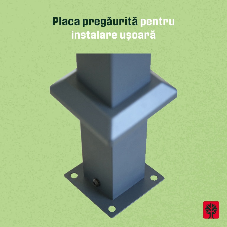 Pergola gradina Klikstrom Alize, otel/ poliester, 3 x 3 x 2.32 m, gri