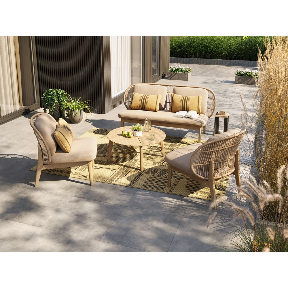 Set mobilier gradina GOODHOME Hania, 4 piese, crem