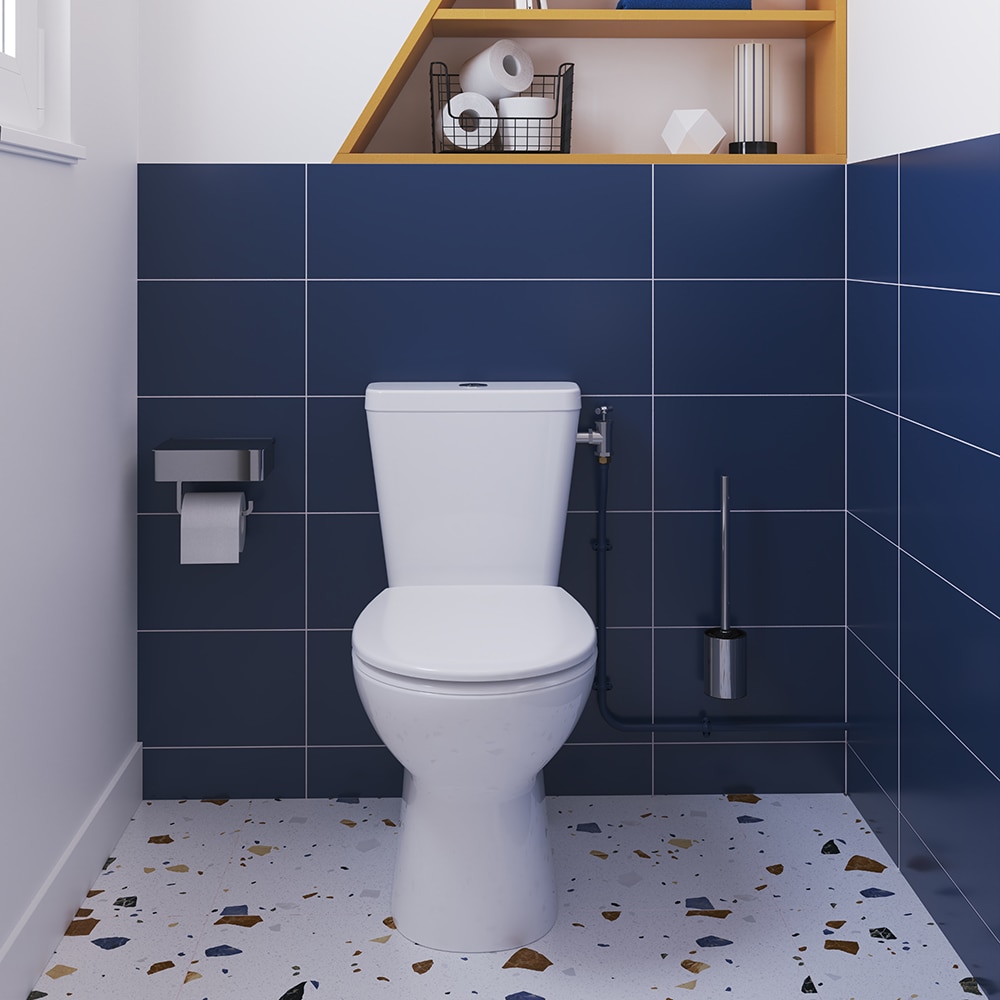 Set vas WC GOODHOME Tasi, ceramica, evacuare verticala, rezervor 3-4.5 l, capac SoftClose, alb