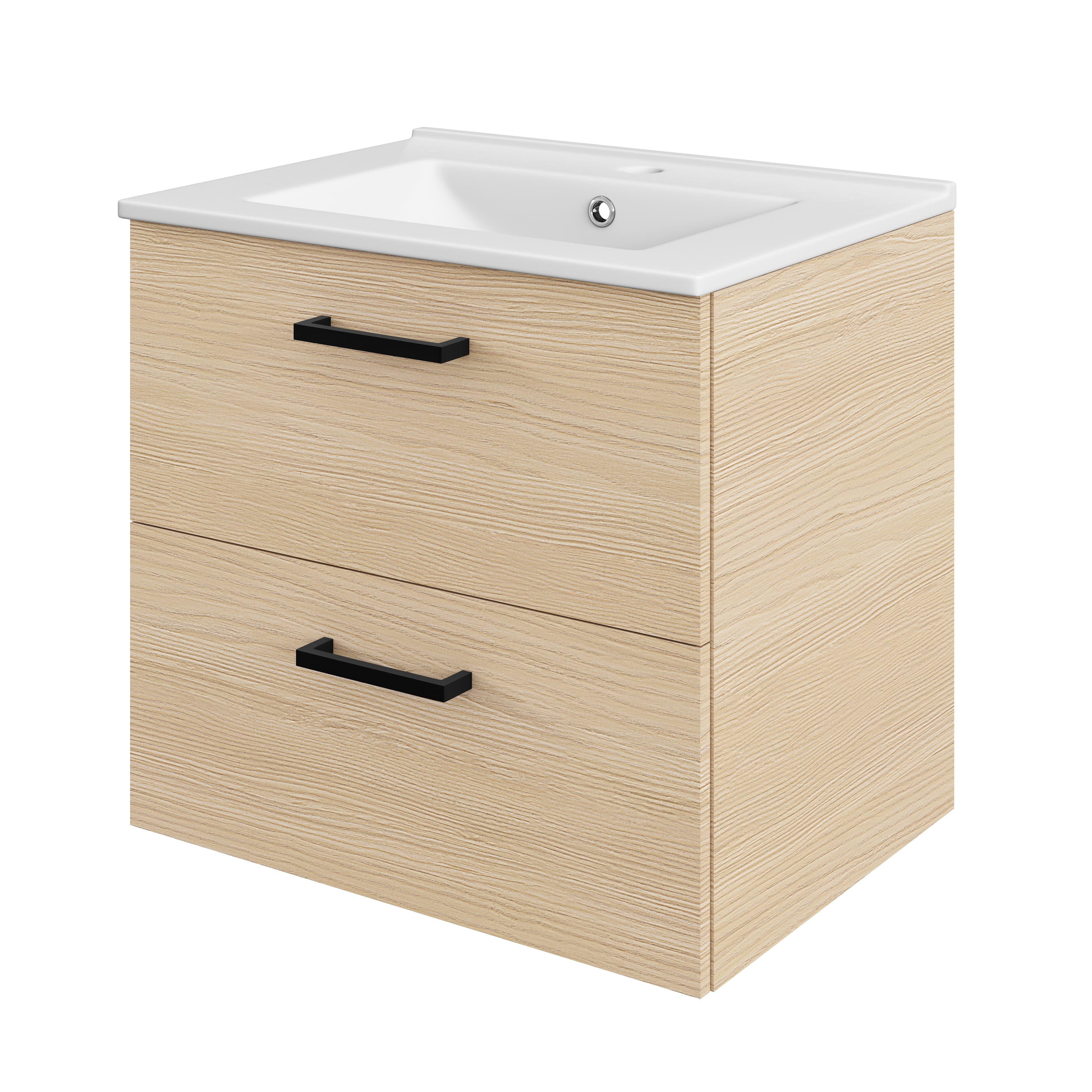 Baza pentru lavoar, suspendata, decor stejar, 60 cm  Pyxis