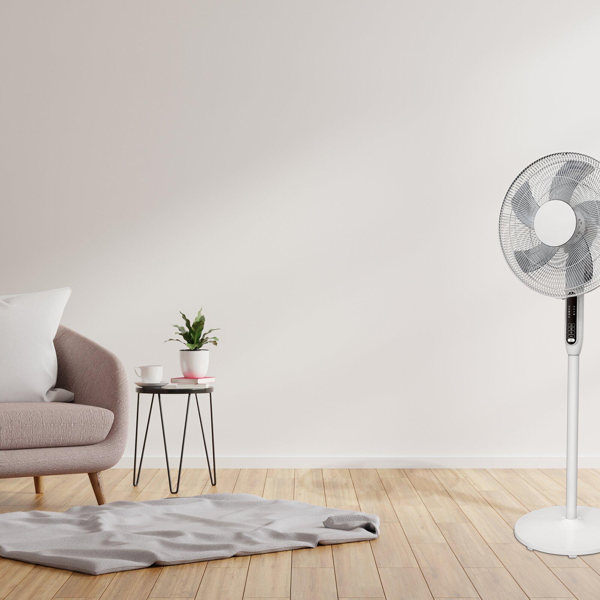Ventilator cu piedestal, 40 cm, alb