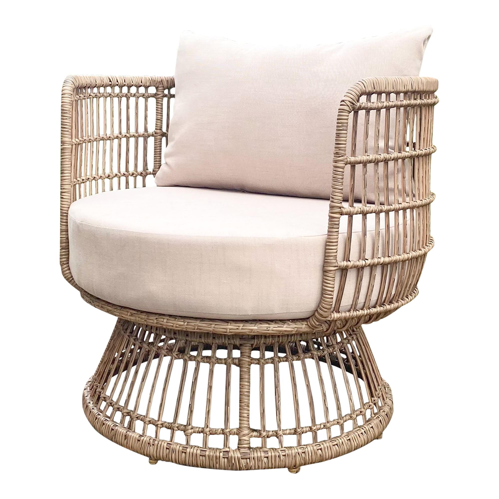 Set mobilier gradina/terasa GoodHome Palm, 2 fotolii + 1 canapea + 1 masa. 4 piese, crem