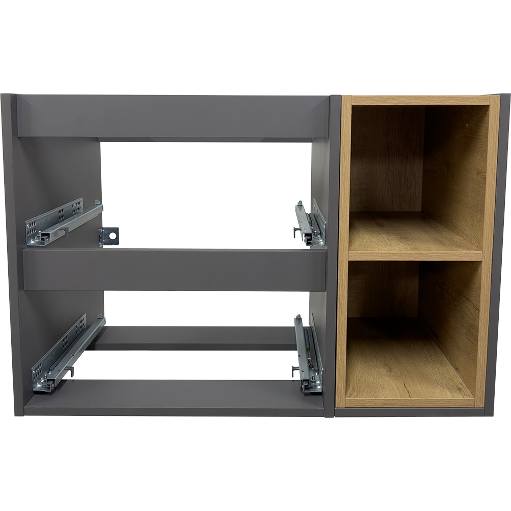 Set baza cu lavoar si oglinda Tolman, 80 cm, gri