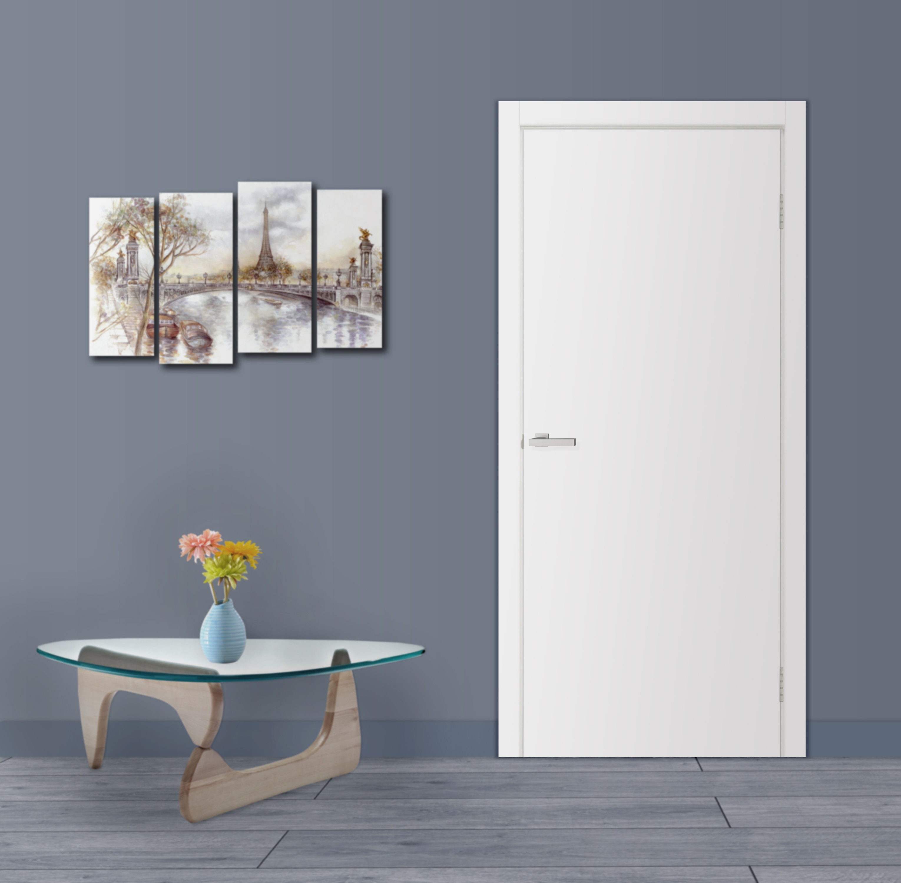 Usa de interior, alba, reversibila, mdf, 70 x 205 cm, toc inclus, Eco