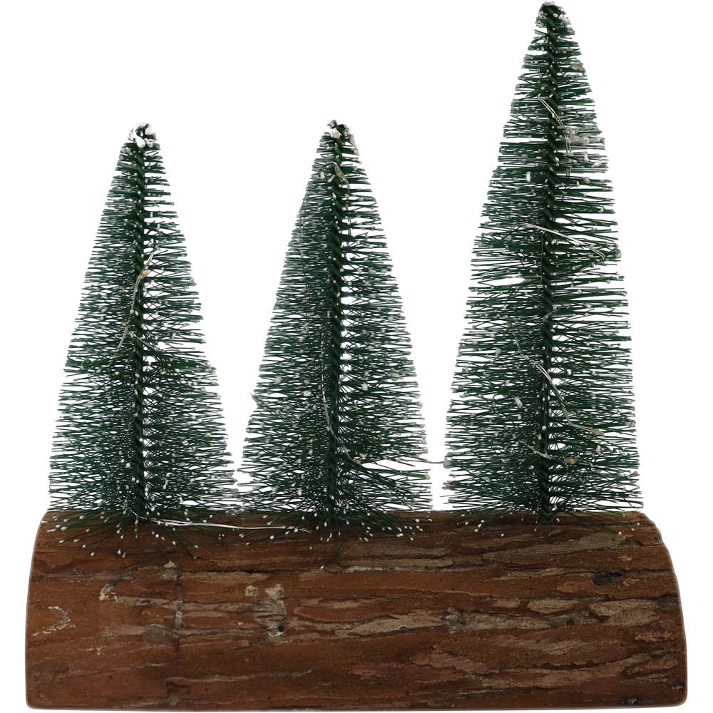 Decoratiune masa Brazi, LED, 20.2 x 21 cm, verde-maro