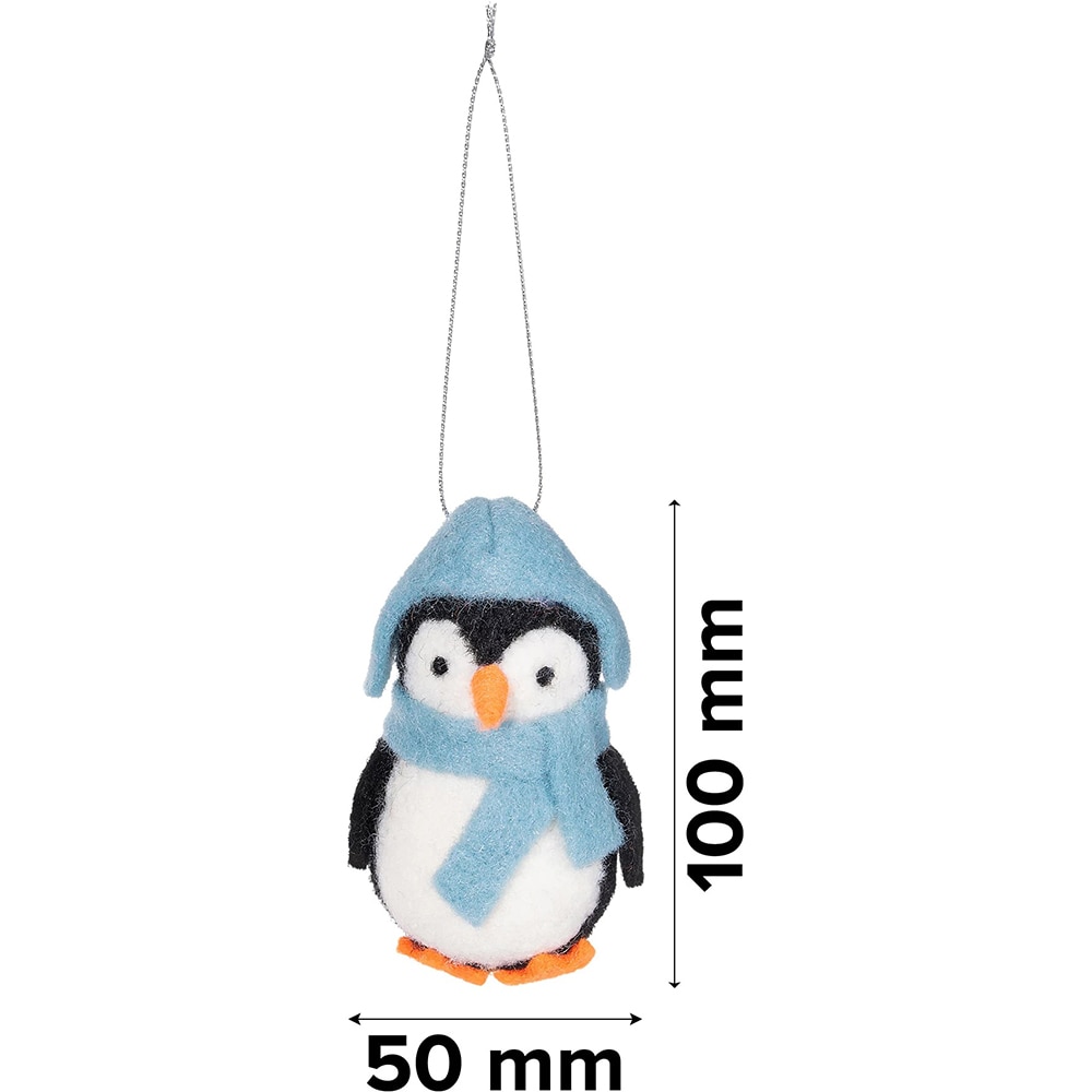 Decoratiune brad pinguin cu caciula, 10x5 cm