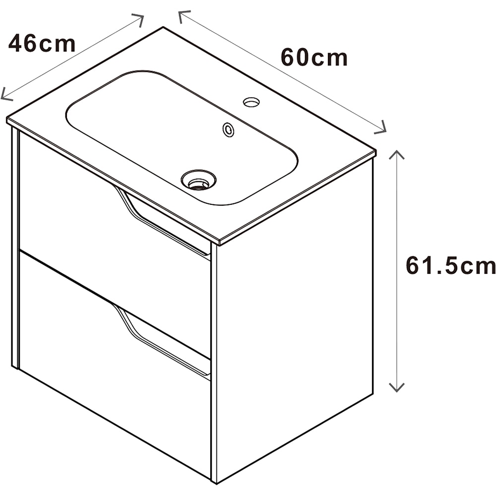 Set baza cu lavoar Tolima, 60 cm, stejar