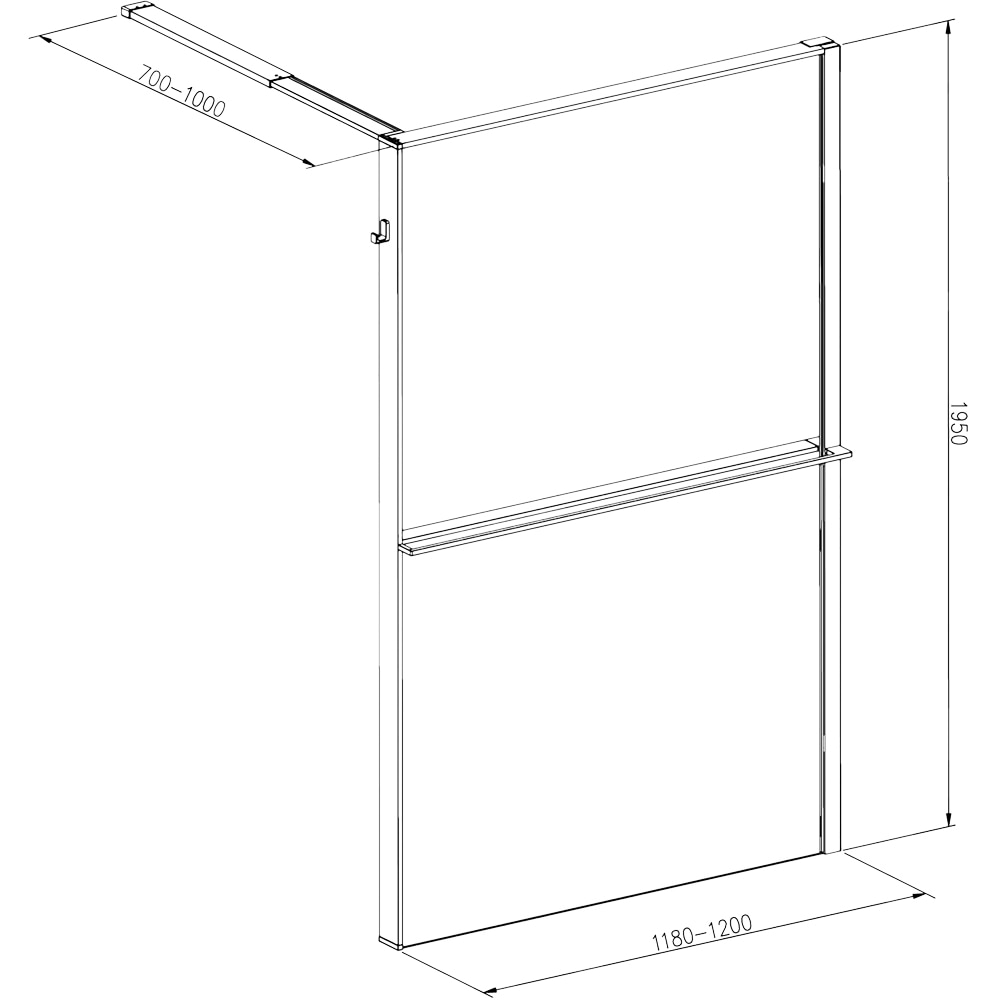 Paravan dus walk-in GOODHOME Evanna, aluminiu, 120 x 195 cm, sticla securizata transparenta, profil negru