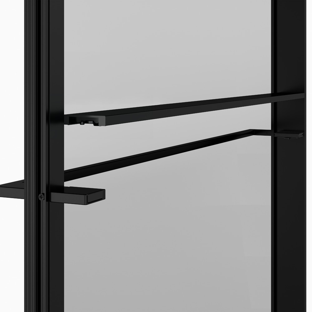 Paravan dus walk-in GOODHOME Evanna, aluminiu, 120 x 195 cm, sticla securizata transparenta, profil negru