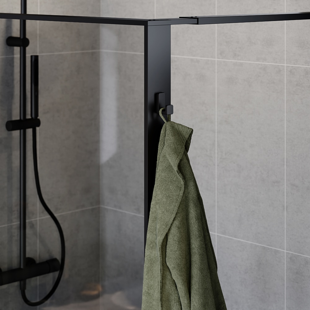 Paravan dus walk-in GOODHOME Evanna, aluminiu, 120 x 195 cm, sticla securizata fumurie, profil negru