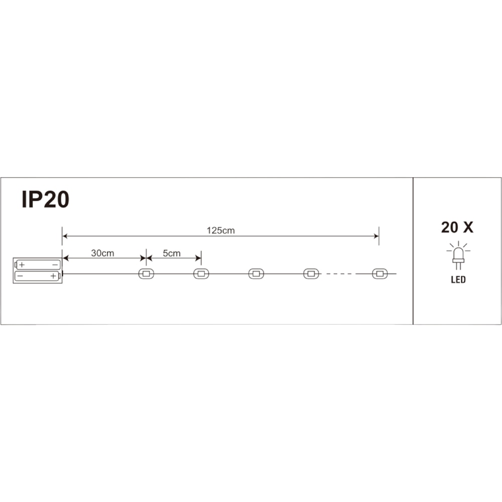 Ghirlanda luminoasa, 20 microled-uri, 1.25 m, iluminare alb cald