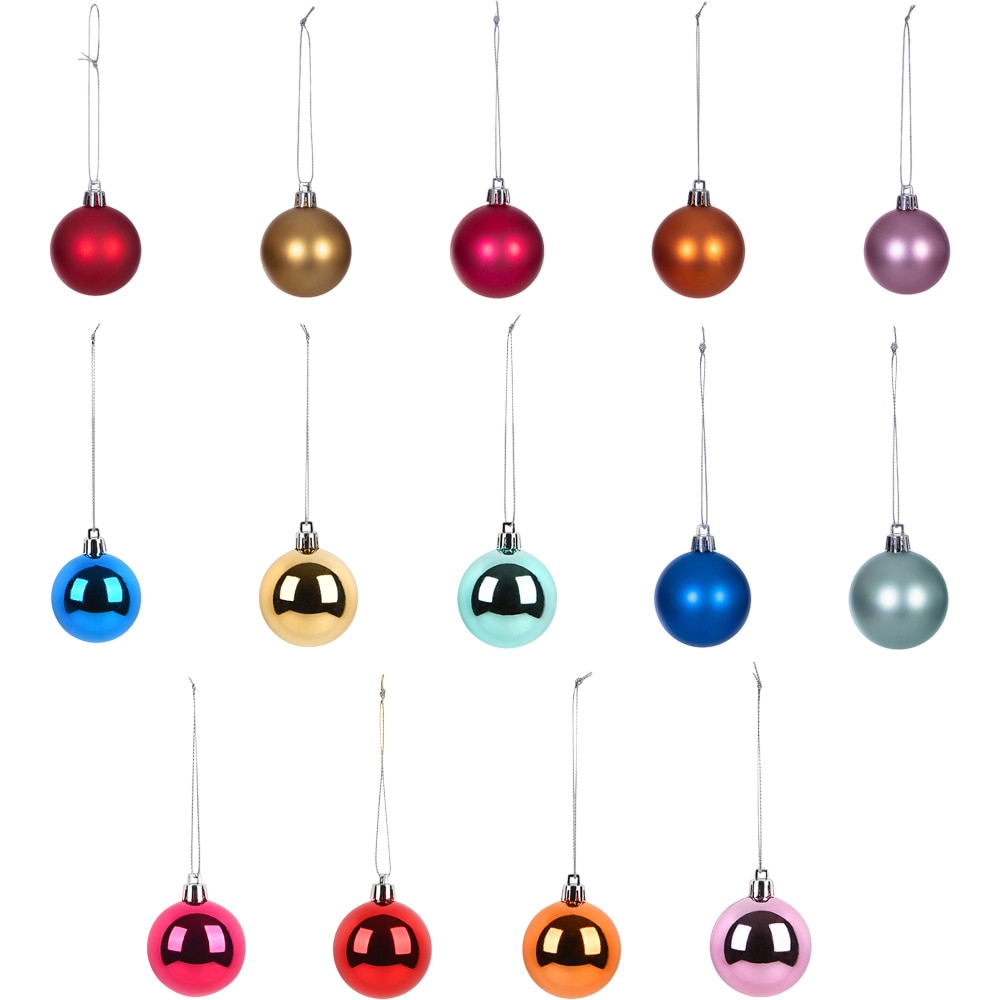Set globuri brad, 5 cm, 100 bucati, multicolor