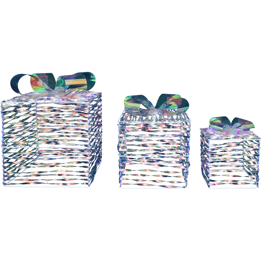 Set 3 cutii cadou, 90 led-uri, iluminare alb rece