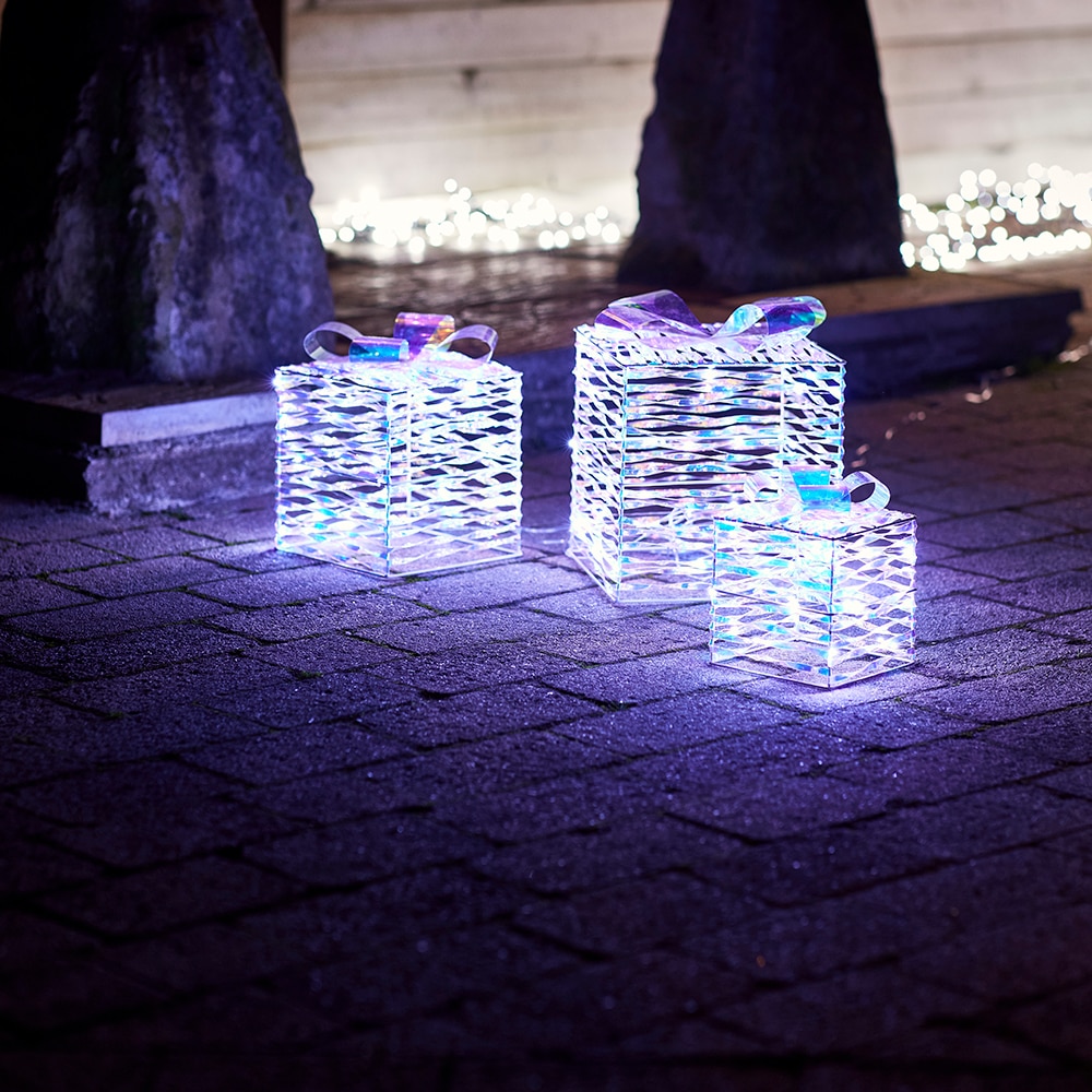 Set 3 cutii cadou, 90 led-uri, iluminare alb rece