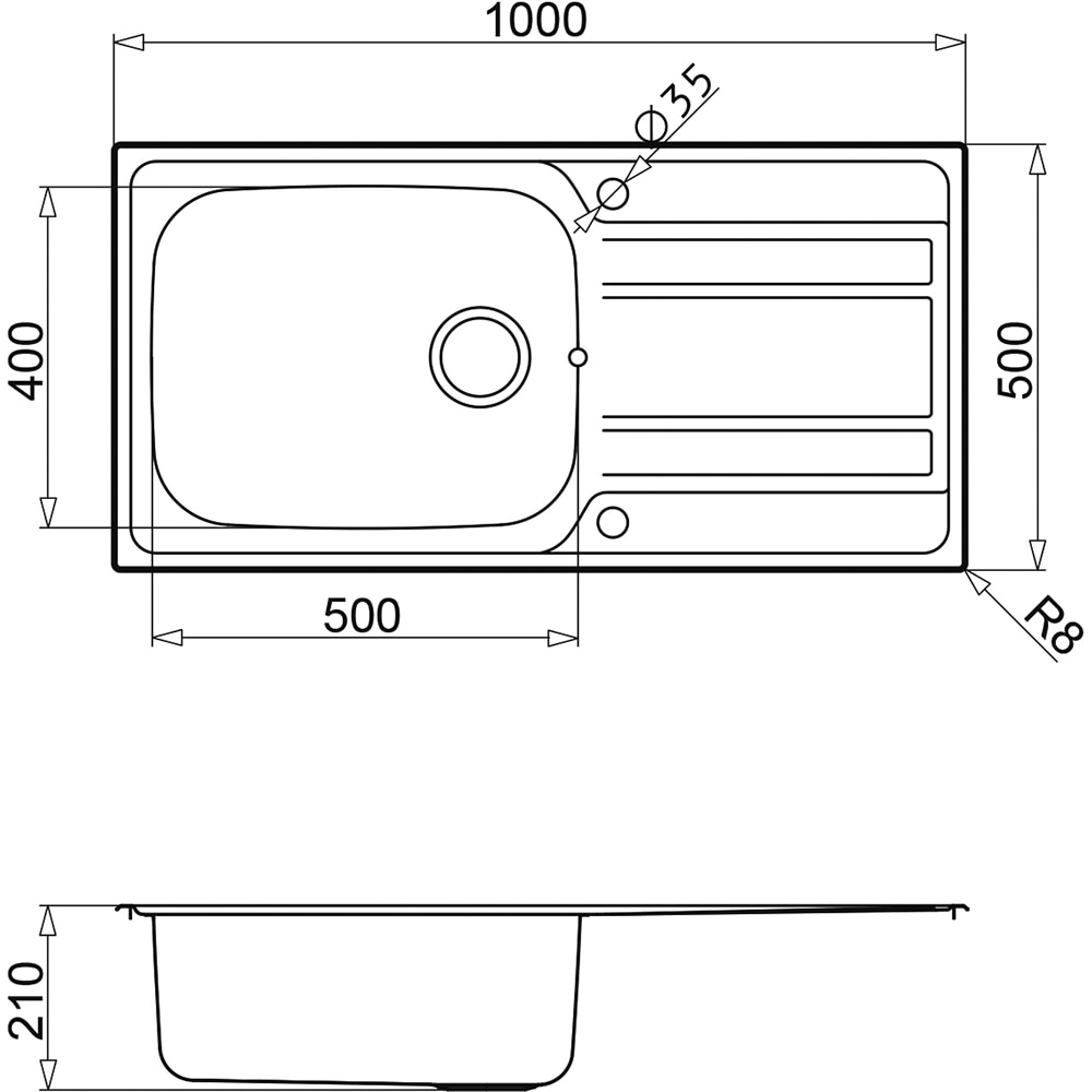 Chiuveta bucatarie GOODHOME Lucerne, 1 cuva, picurator reversibil, 100 x 50 cm, inox