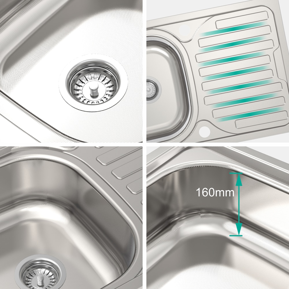 Chiuveta bucatarie Jabiri Linen, 1 cuva, picurator reversibil, 76 x 43.5 cm, inox