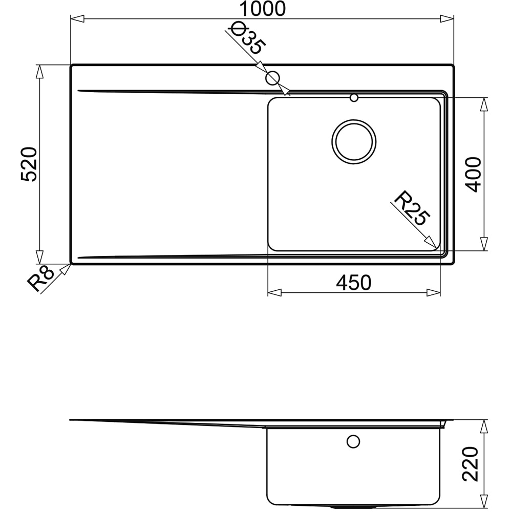 Chiuveta bucatarie GOODHOME Varenna, 1 cuva, 100 x 52 cm, inox