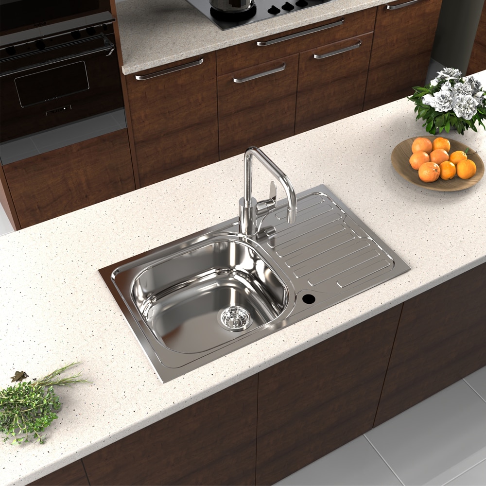 Chiuveta bucatarie Jabiri, 1 cuva, picurator reversibil, 76 x 43.5 cm, inox