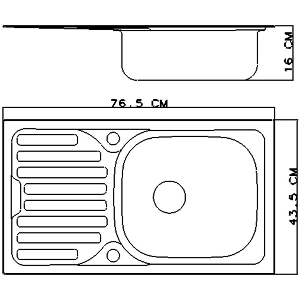 Chiuveta bucatarie Jabiri, 1 cuva, picurator reversibil, 76 x 43.5 cm, inox
