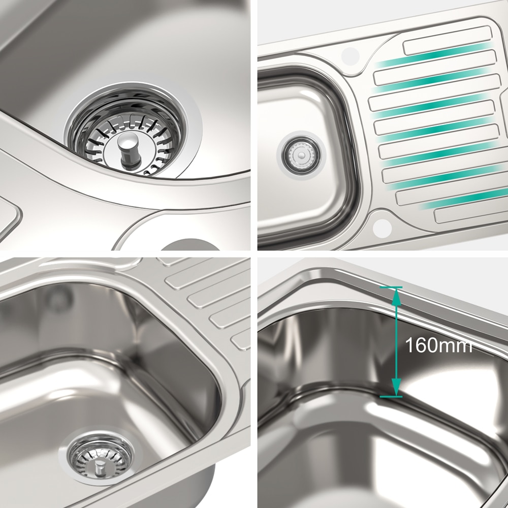 Chiuveta bucatarie Jabiri, 1 cuva, picurator reversibil, 76 x 43.5 cm, inox