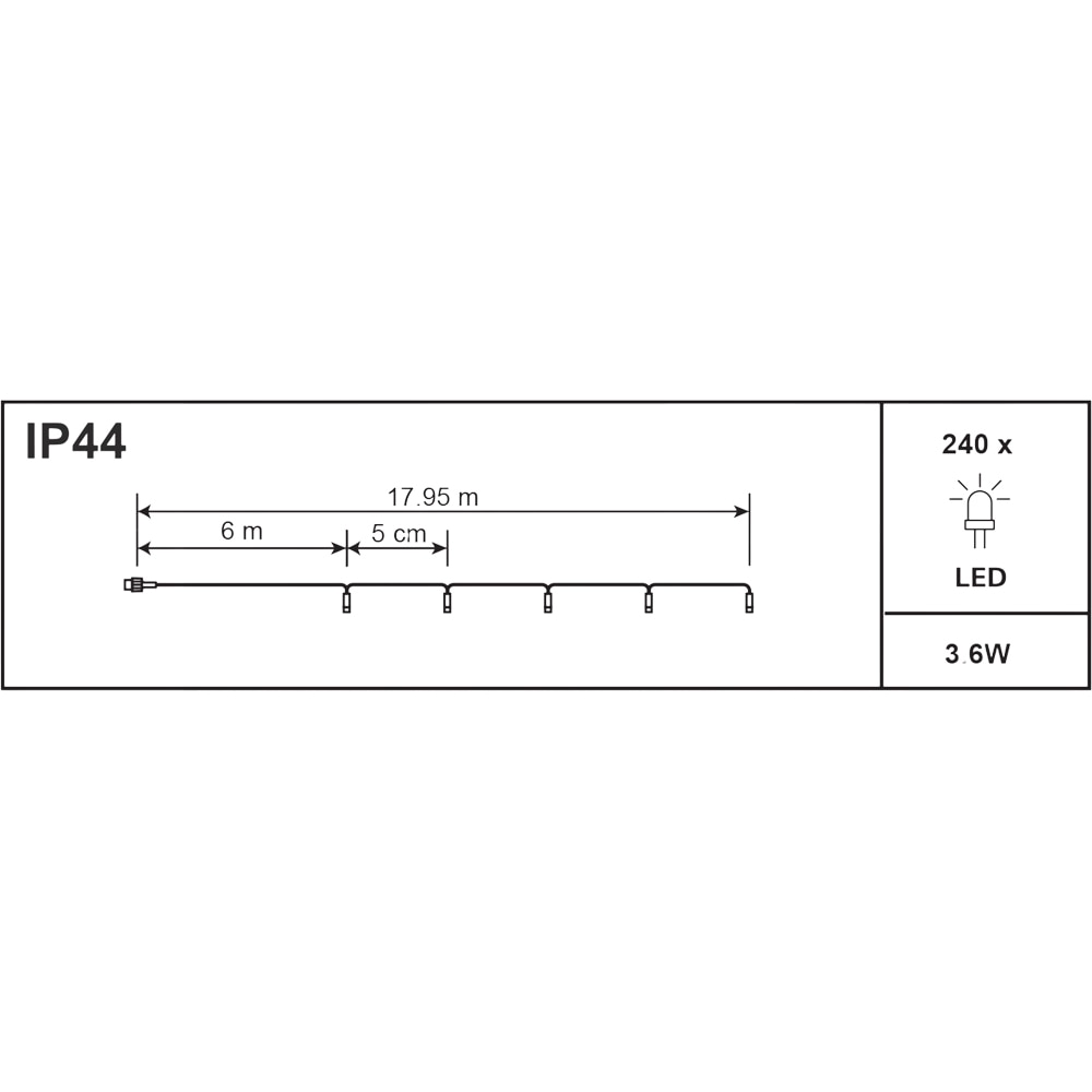 Ghirlanda luminoasa, 240 led-uri, 17.95 m, iluminare alb cald