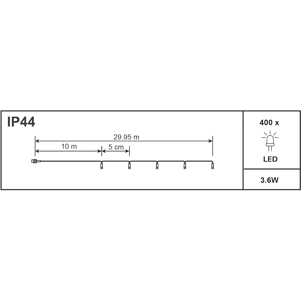 Instalatie Craciun 400 LED-uri, 29.95 m, 3.6W, verde, lumina alb cald