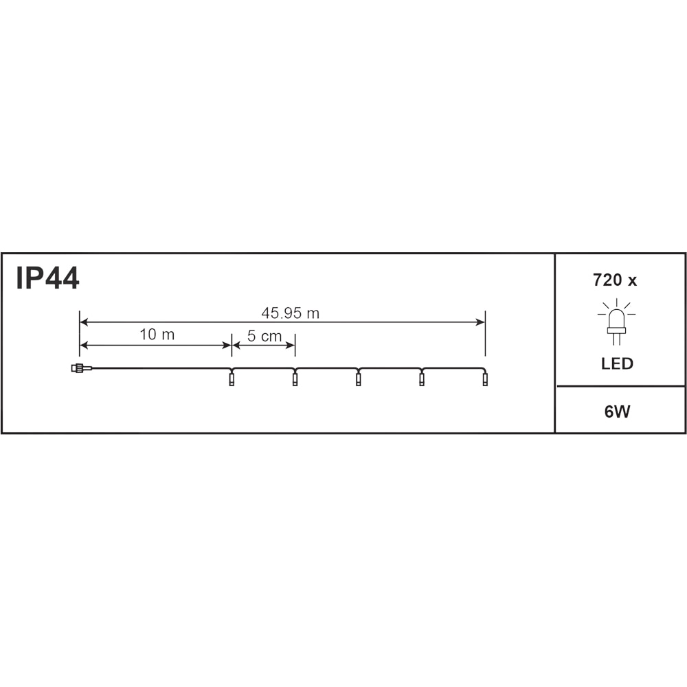 Ghirlanda luminoasa, 720 led-uri, 45.95 m, iluminare color