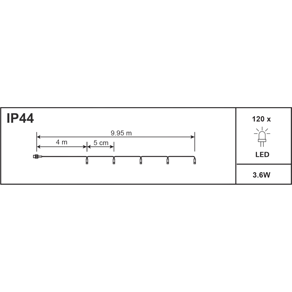 Ghirlanda luminoasa, 120 led-uri, 9.95 m, iluminare alb cald