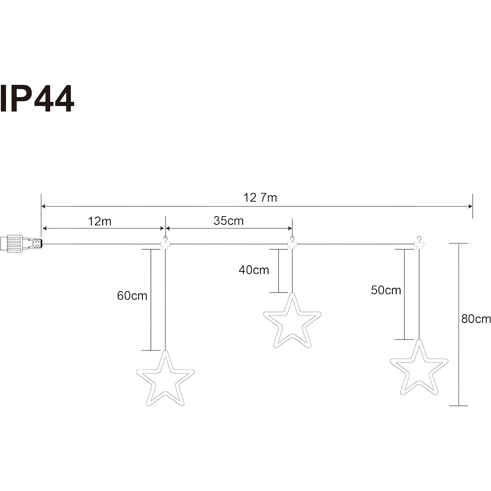 Instalatie cu stelute de Craciun 243 LED-uri, 12 m, 6W, transparent, culoare alb cald
