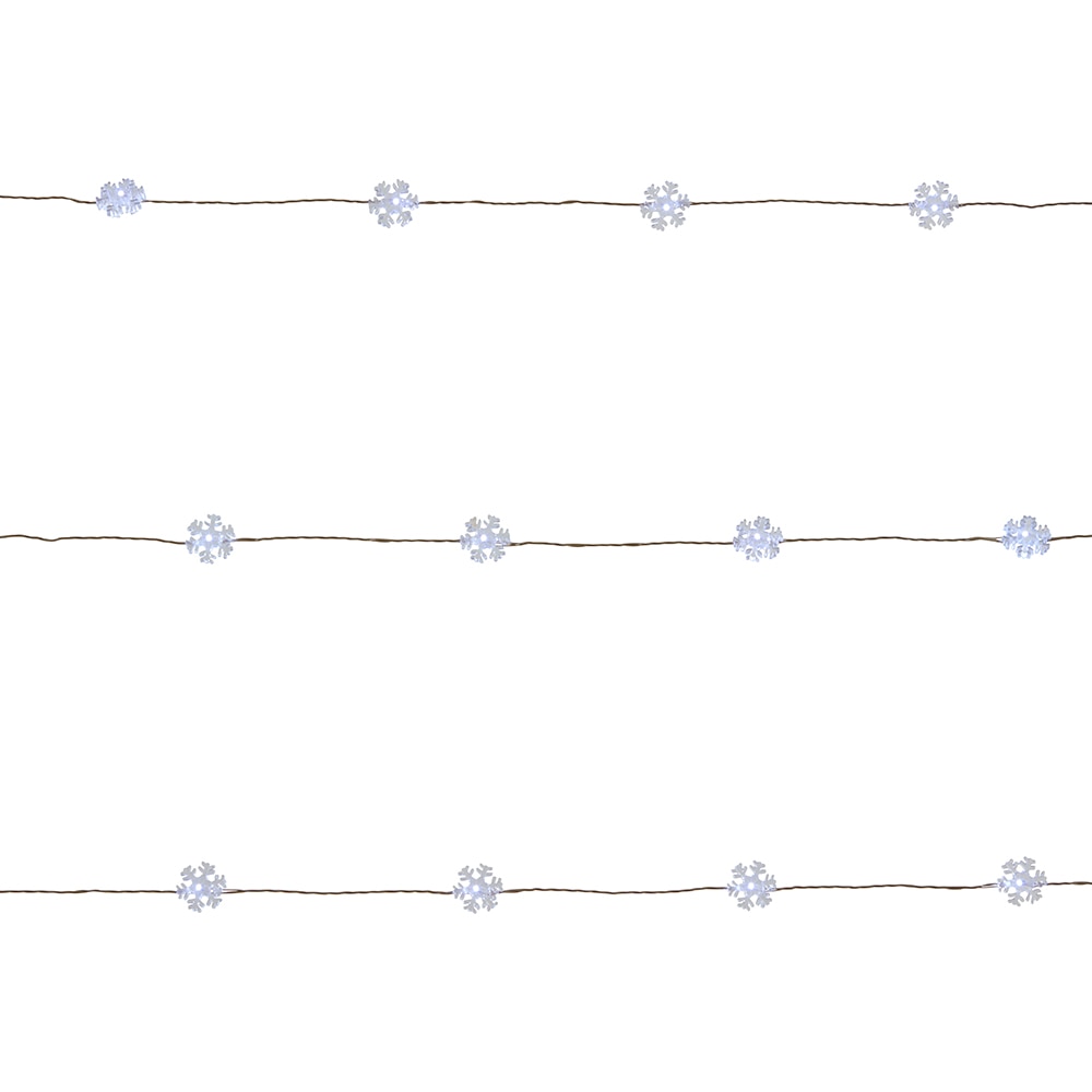 Instalatie Fulg de Nea de Craciun 100 LED-uri, 8.22 m, pe baterie, argintiu, lumina alb rece
