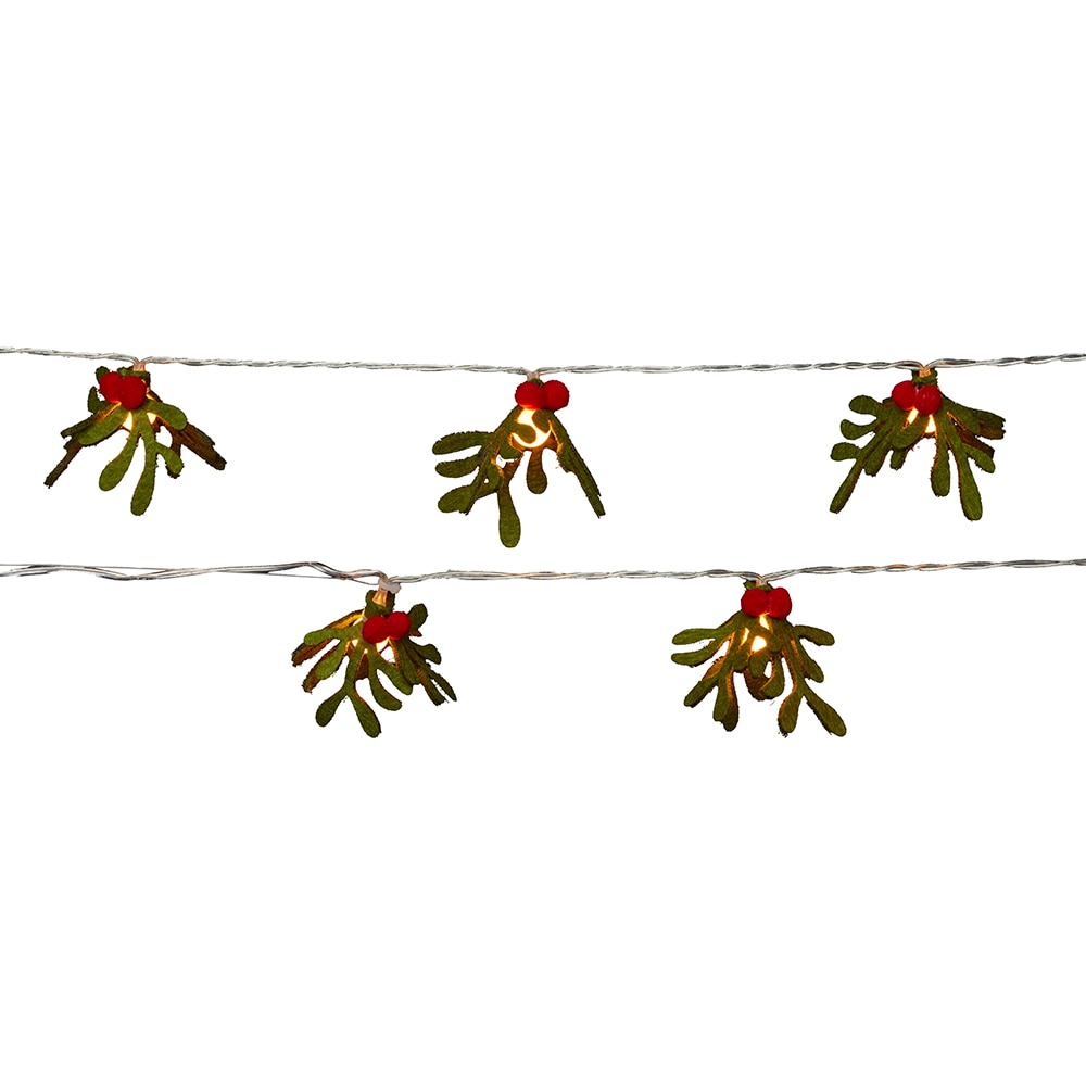 Instalatie Vasc de Craciun 10 LED-uri, 1.35 m, pe baterie, transparent, lumina verde si rosu