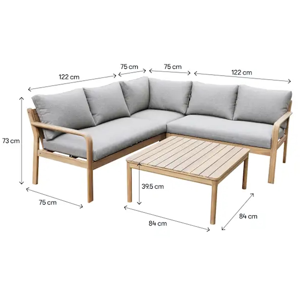 Set mobilier gradina/terasa GoodHome Riveo, 5 piese, 2 canapele + fotoliu colt + masa, gri