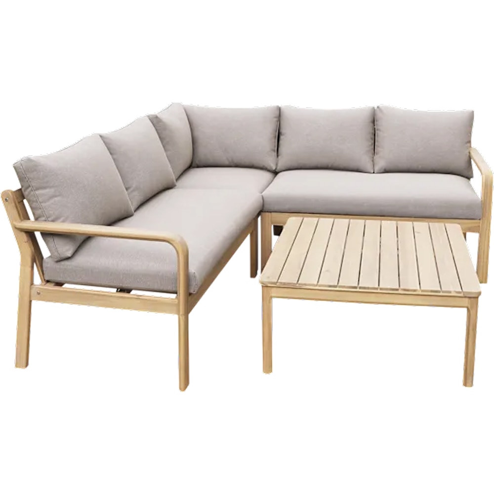 Set mobilier gradina/terasa GoodHome Riveo, 5 piese, 2 canapele + fotoliu colt + masa, gri