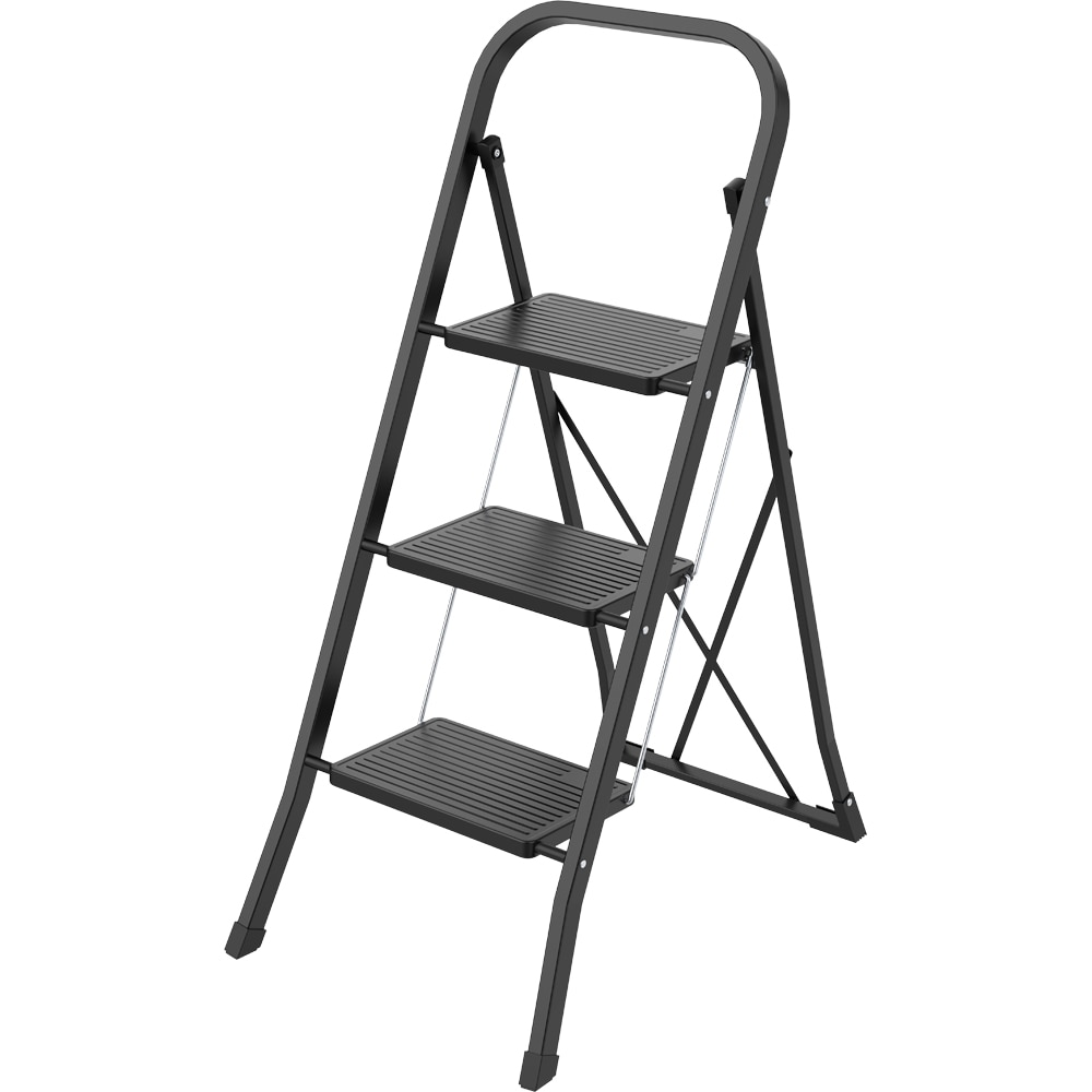 Scara pliabila 1x3 trepte, otel, negru