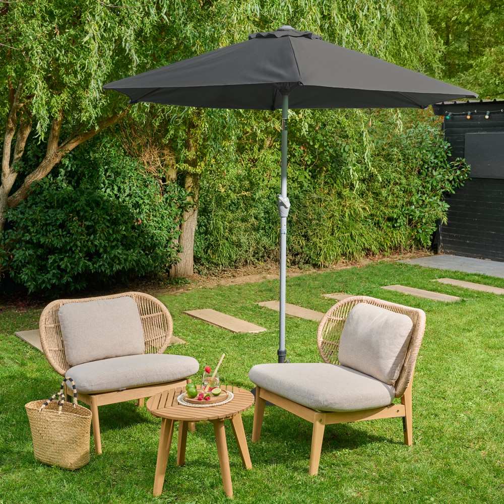 Umbrela terasa Kasane, poliester, 200 x 219 cm, gri inchis