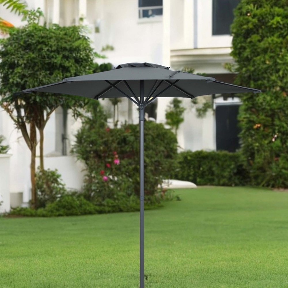 Umbrela terasa Kasane, poliester, 200 x 219 cm, gri inchis