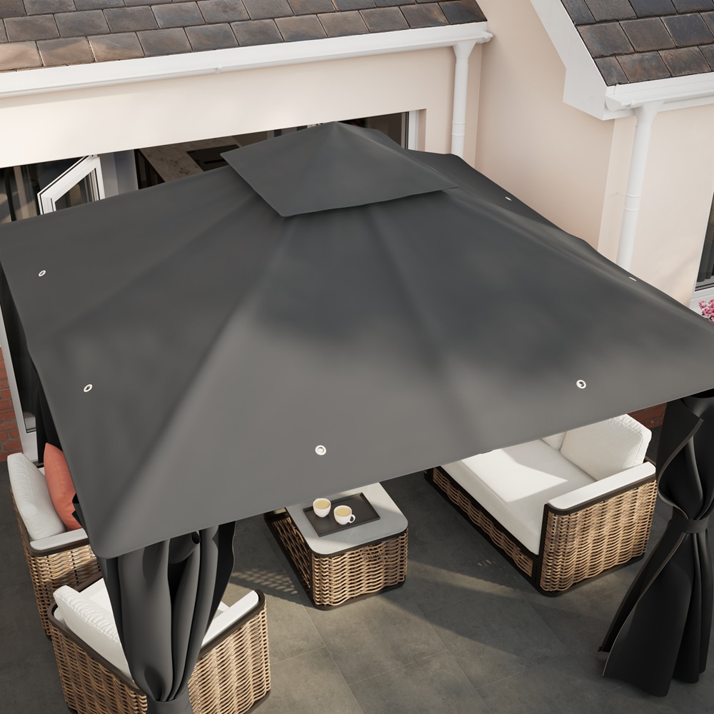 Acoperis pavilion Thar, poliester, 300 x 300 cm, gri