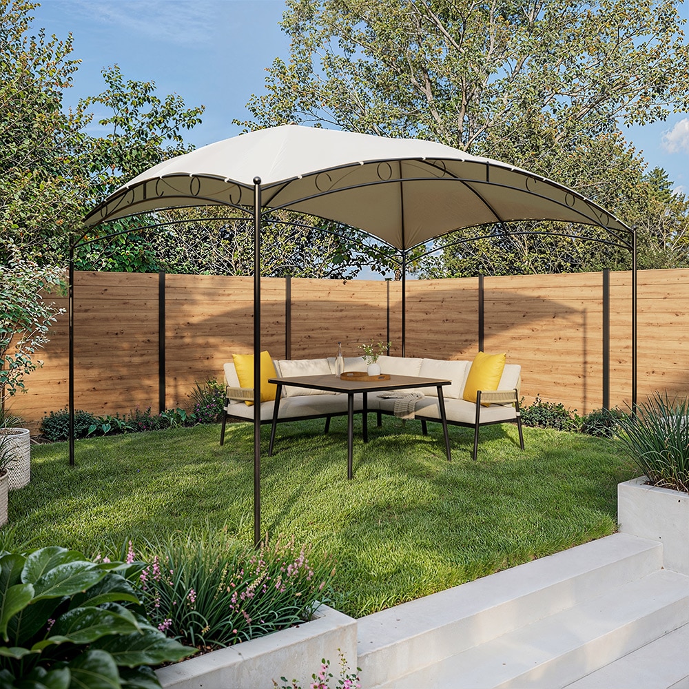 Pavilion gradinta GOODHOME Tripoli, 3 x 4 x 2.67 cm, poliester si otel, alb