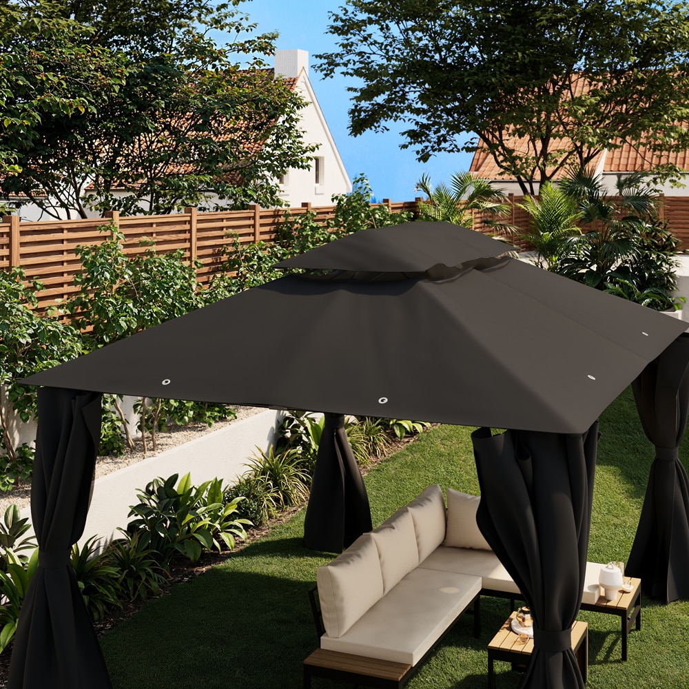 Acoperis pavilion Thar, poliester, 395 x 300 cm, gri