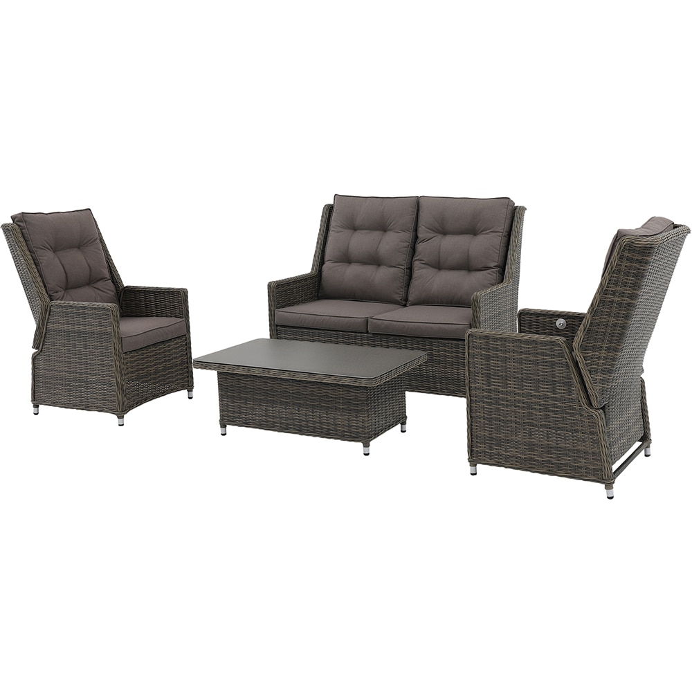 Set mobilier gradina GOODHOME Emali, 4 piese, gri inchis