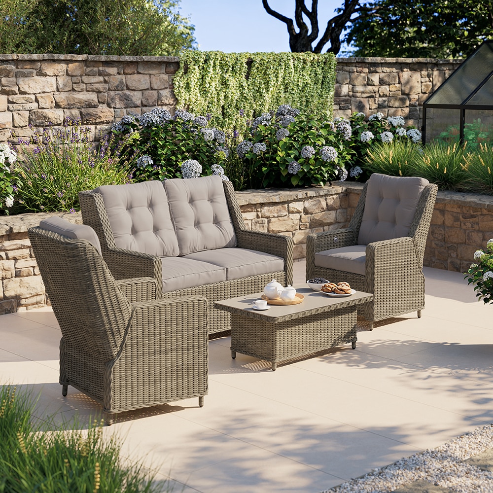 Set mobilier gradina GOODHOME Emali, 4 piese, gri inchis