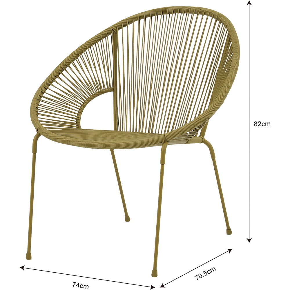 Scaun terasa GOODHOME Hosti, otel, 70.5 x 70 x 82 cm, verde