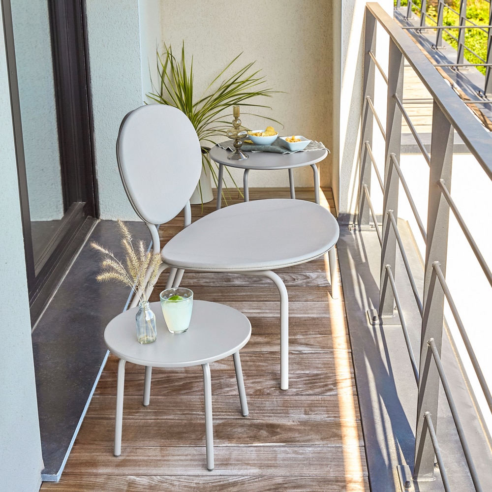 Scaun terasa Matola, otel, 69.5 x 77 x 77 cm, argintiu