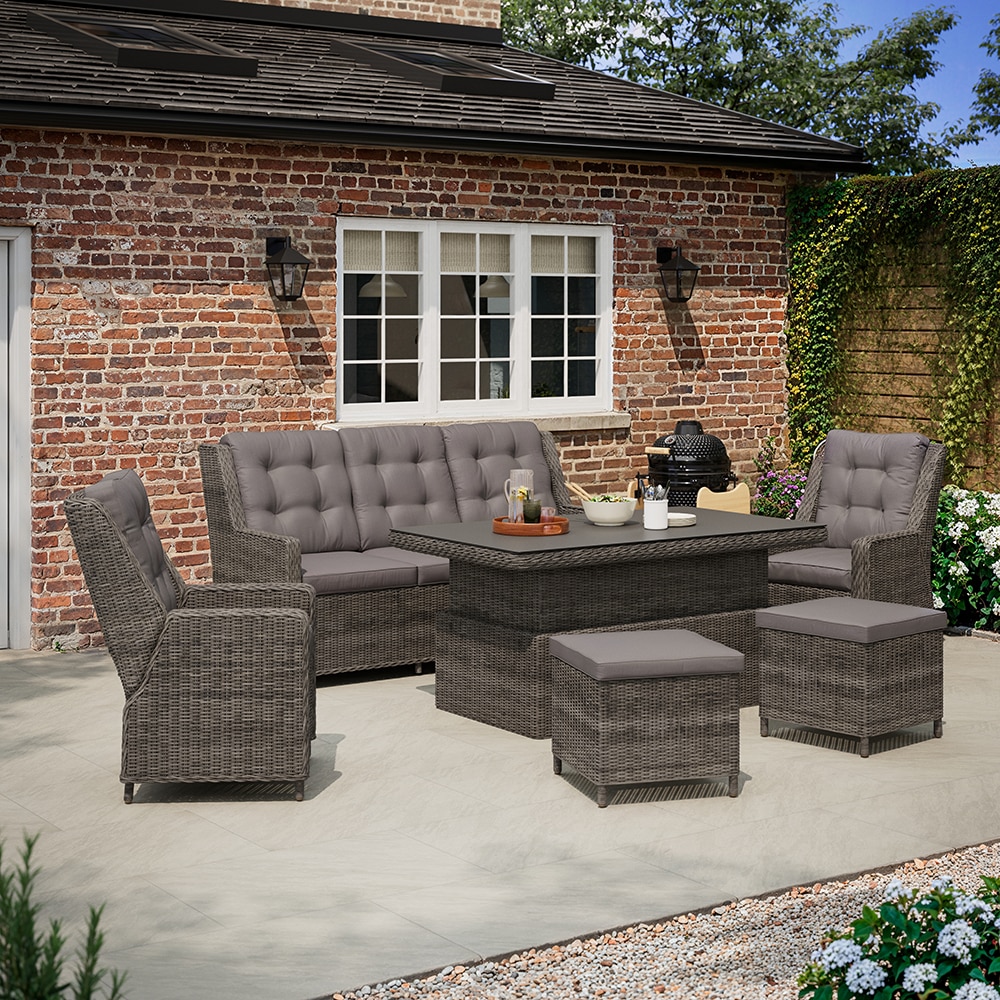 Set mobilier gradina GOODHOME Emali, 7 piese, gri