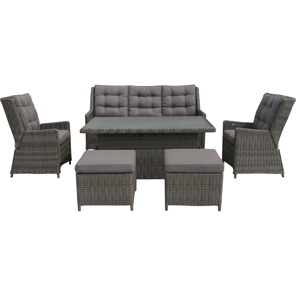 Set mobilier gradina GOODHOME Emali, 7 piese, gri